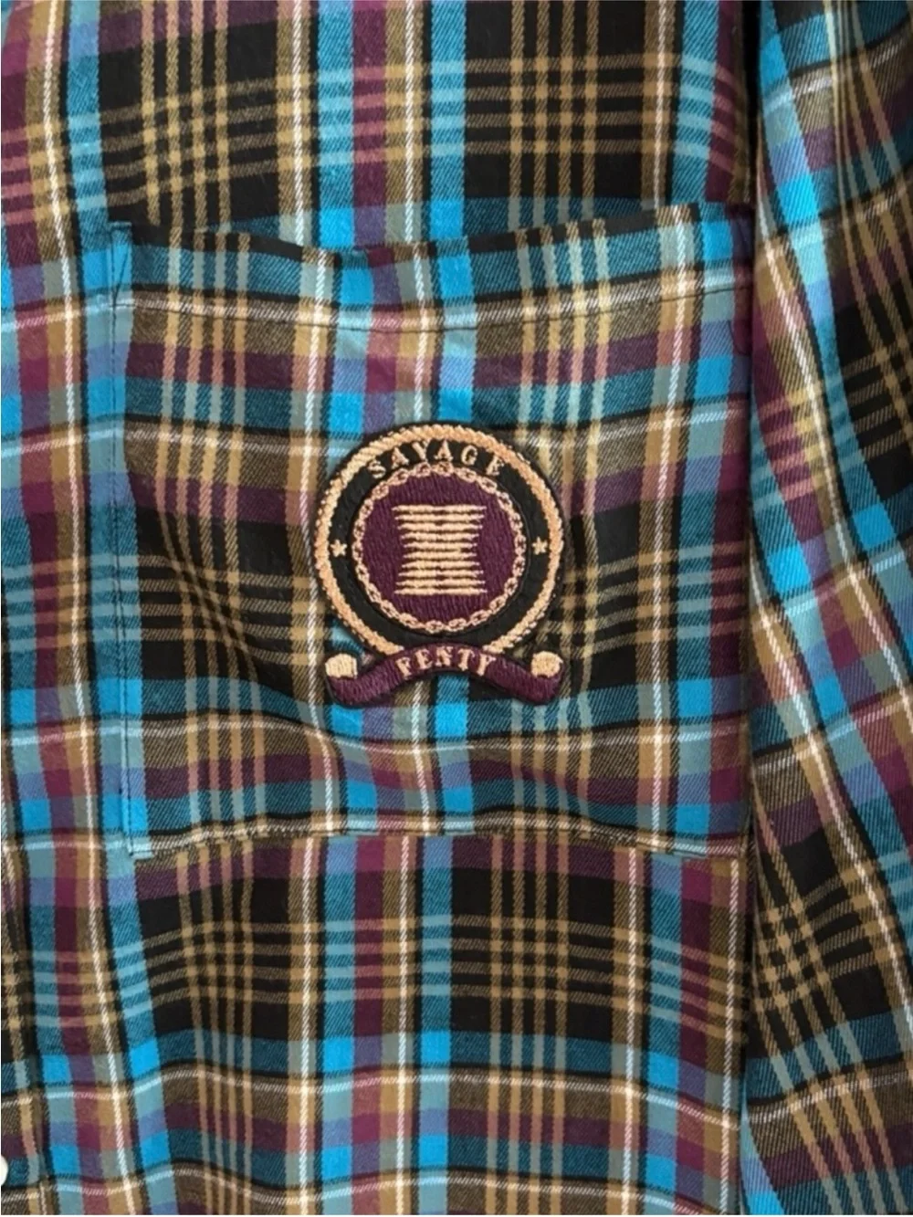 Savage x Fenty Tartan Tied Up Pj Raw Hem Sleep Shirt Xl
